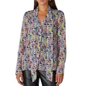 Jason Wu Pink Multi Floral Blouse Chiffon Relax Romantic Lightweight Women's 6